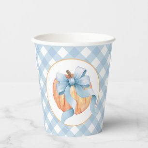 Gobelets En Papier Petite citrouille carreaux pastel bleu premier ann