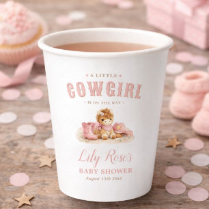 Gobelets En Papier Petite Cowgirl Fard Rose Baby Shower Fille Western