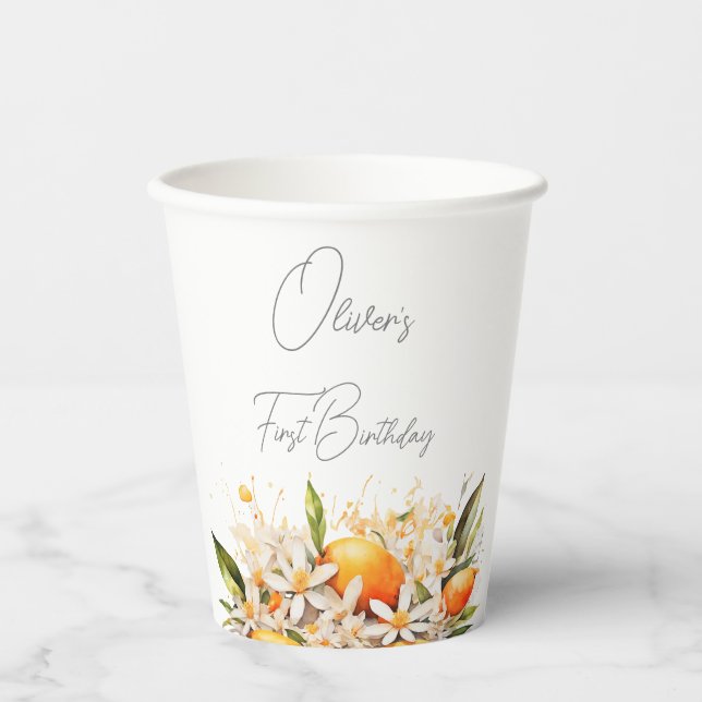 Gobelets En Papier Petite cuite Baby shower orange Citrus (Recto)