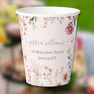 Gobelets En Papier Petite Fleur Sauvage Fait Son Premier Joyeux 1er A