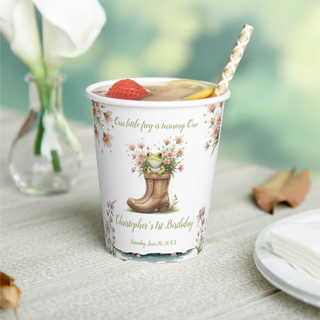 Gobelets En Papier Petite grenouille Froggie 1er anniversaire (Insitu)