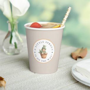 Gobelets En Papier Petite pousse Baby Shower Beige Neutre