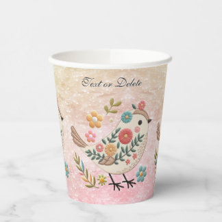 Gobelets En Papier Petites Feuilles Fleurs d'oiseaux Coupes en papier