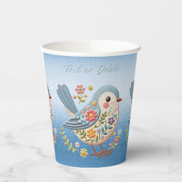Gobelets En Papier Petites pinces en papier bleu à broderie florale d