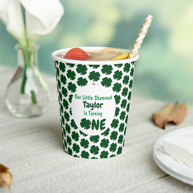 Gobelets En Papier Petites tasses de papier Shamrock 1er anniversaire (Insitu)