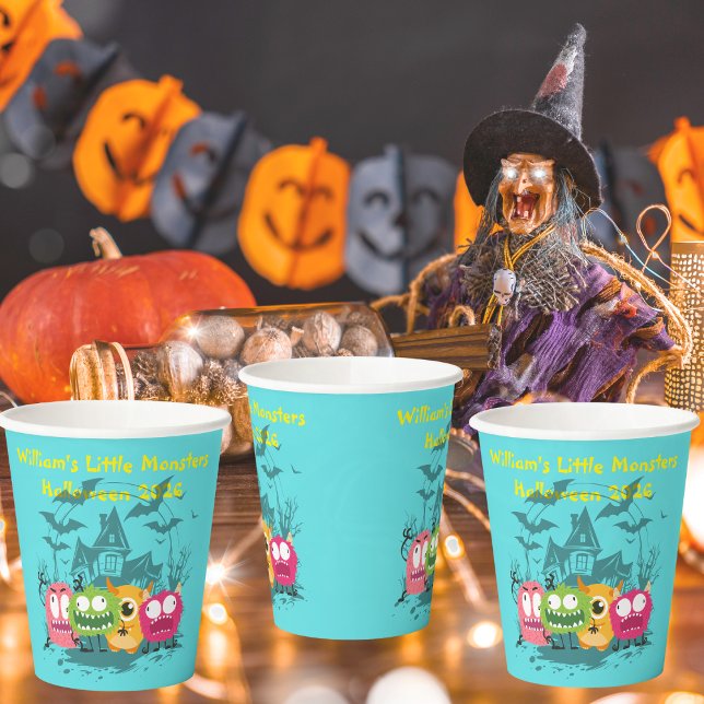 Gobelets En Papier Petits Monstres Halloween Coupes de papier de fête (Little Monsters Halloween Party Paper Cups)