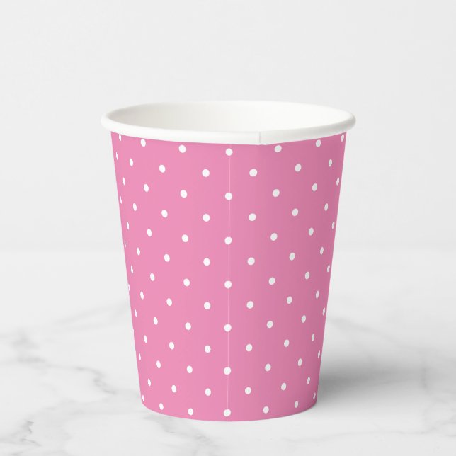 Gobelets En Papier Petits points blancs sur rose (Droite)