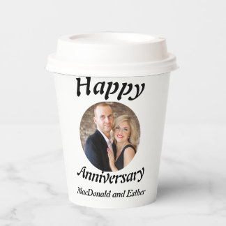Gobelets En Papier Photo personnalisée du Joyeux anniversaire moderne