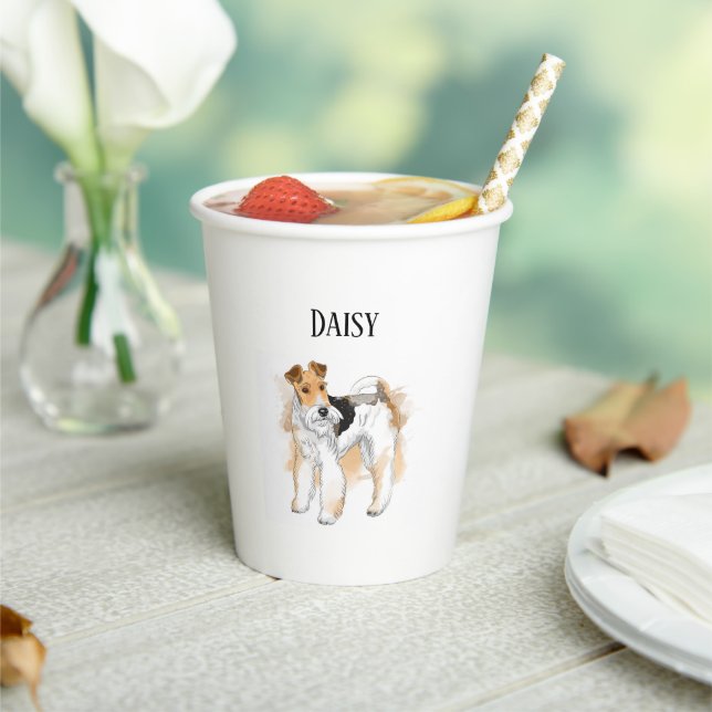 Gobelets En Papier Photo personnalisée Fil Fox Terrier (Insitu)