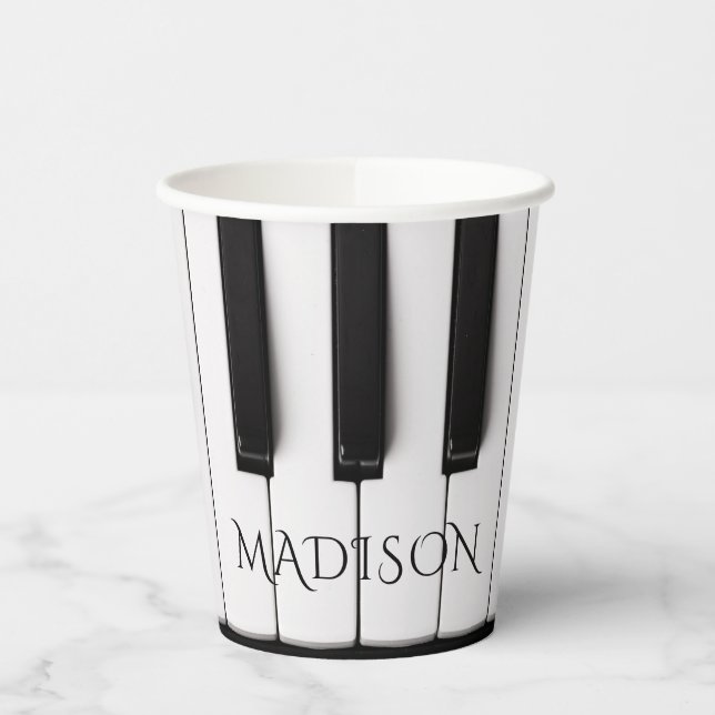 Gobelets En Papier Piano Keys nom personnalisé (Gauche)