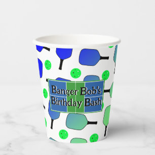 Gobelets En Papier Pickleball Anniversaire Bleu Vert Paddle Ball Beng