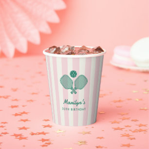 Gobelets En Papier Pickleball Pink Green Preppy fête d'anniversaire