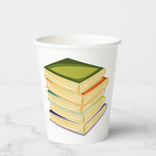 Gobelets En Papier Pile de livres Lover Art et lecture
