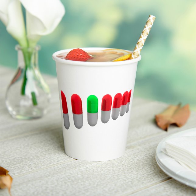 Gobelets En Papier Pilule verte unique parmi les capsules rouges (Créateur téléchargé)