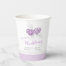 Gobelets En Papier Pine cône dessin violet mariage hiver personnalisé