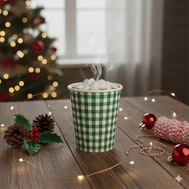 Gobelets En Papier Pine Needle Lane - Pine Green Gingham Pattern