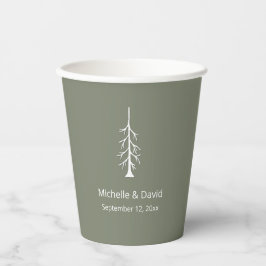 Gobelets En Papier Pine Rustique Sage Green Mariage Réception