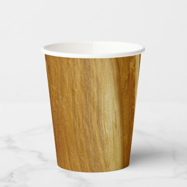 Gobelets En Papier Pine Wood II Faux Texture en bois (Gauche)