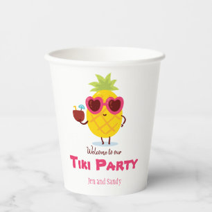 Gobelets En Papier Pineappy Tiki Party Coupes de papier personnalisé