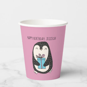 Gobelets En Papier Pingouin avec un présent papier personnalisé d'a