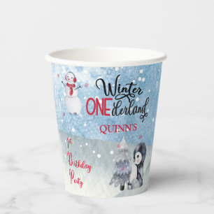 Gobelets En Papier Pingouin   Snowman Winter ONEderland 1er anniversa