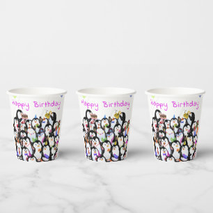 Gobelets En Papier Pingouins Coupes papier fête d'anniversaire - Text