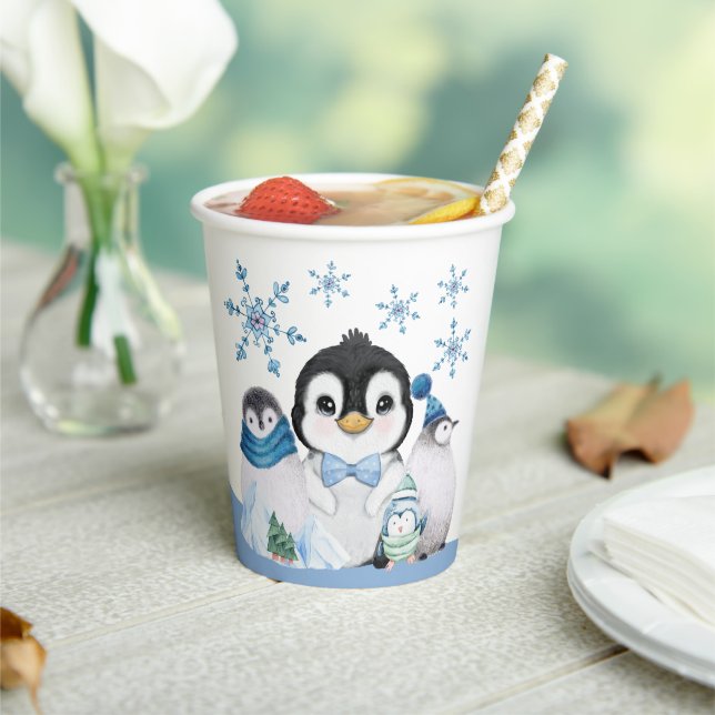 Gobelets En Papier Pingouins d'hiver (Insitu)