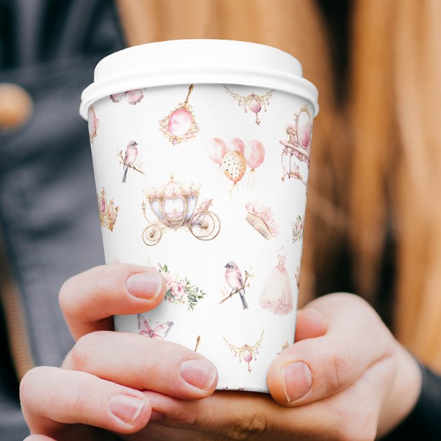 Gobelets En Papier Pink and Gold Princess Fairytale Anniversaire (Créateur téléchargé)