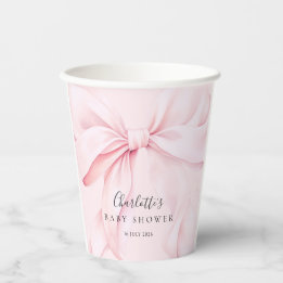Gobelets En Papier Pink Bow Girl Baby Shower