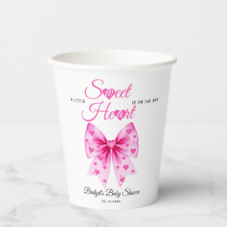 Gobelets En Papier Pink Bow Sweetheart girl Valentine's Baby shower 