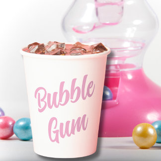Gobelets En Papier Pink Bubble Gum Simple Typography Birthday Party