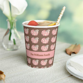 Gobelets En Papier Pink Citrouille Harvest Thanksgiving Diner tasse d