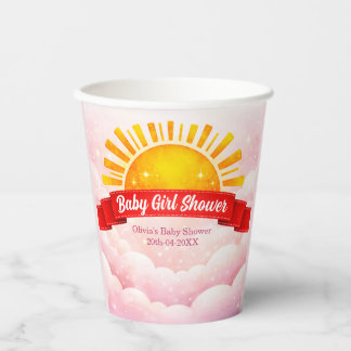 Gobelets En Papier Pink Cloud & Golden Sun Baby Girl Shower 