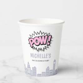 Gobelets En Papier Pink Comics Livre Superhero Anniversaire