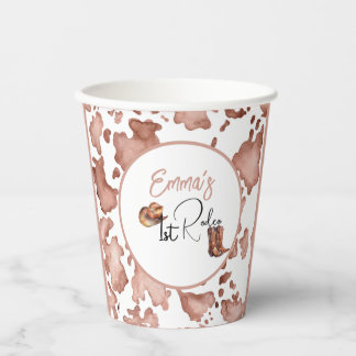 Gobelets En Papier Pink Cowgirl 1st Rodeo Anniversaire