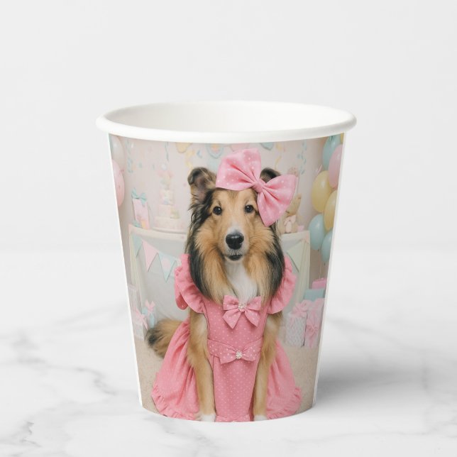 Gobelets En Papier Pink dress sheltie (Recto)