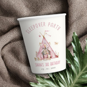 Gobelets En Papier Pink Girls Tent Slepover Stwood Anniversaire Fête