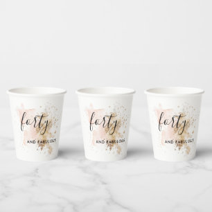 Gobelets En Papier Pink & Gold Quarty & Fabuleux 40e anniversaire