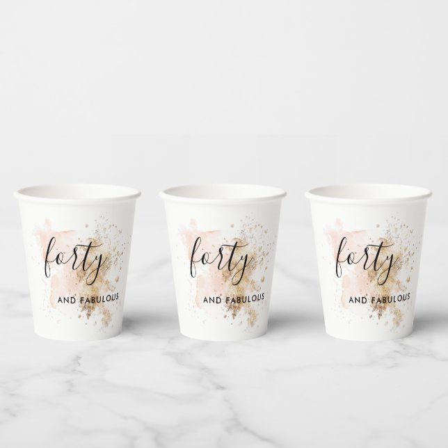 Gobelets En Papier Pink & Gold Quarty & Fabuleux 40e anniversaire (Multi)