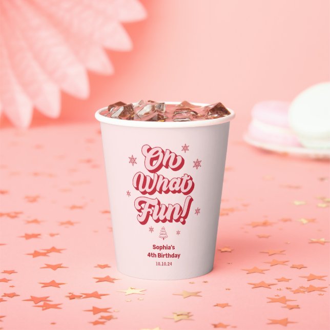 Gobelets En Papier Pink Oh What Fun Noël Anniversaire (Insitu)