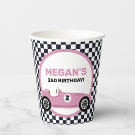 Gobelets En Papier Pink Race Car Girl Racing Anniversaire