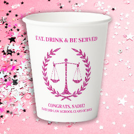 Gobelets En Papier Pink Sparkle Aesthétique Law School Graduation Par