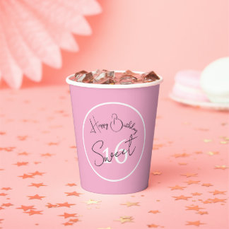 Gobelets En Papier Pink Sweet 16 White & Black Script Paper cup