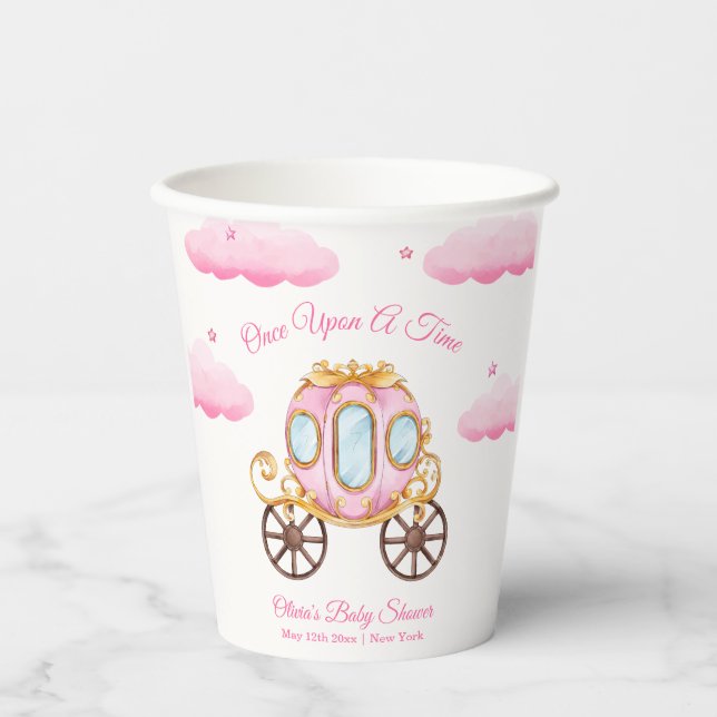 Gobelets En Papier Pink Sweet Fairy Princess Carriage Baby Shower  (Recto)