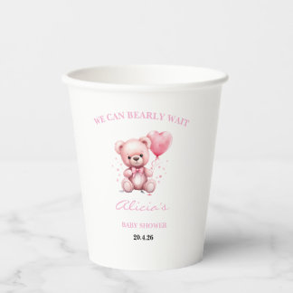 Gobelets En Papier Pink Teddy Bear Baby Shower