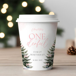 Gobelets En Papier Pink Winter Onederland 1st Birthday