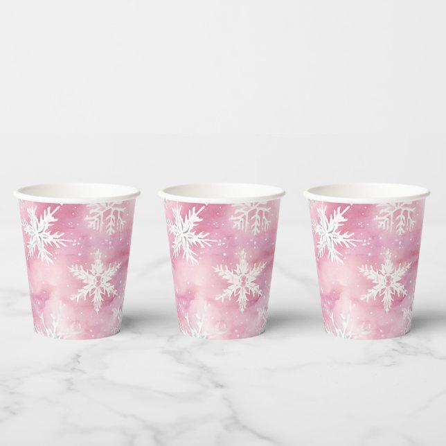 Gobelets En Papier Pink Winter Wonderland Fête des filles (Multi)