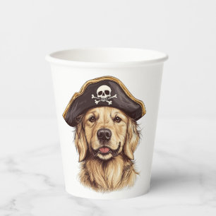 Gobelets En Papier Pirate Golden Retriever Chien Crâne