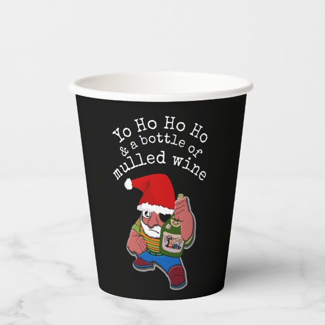 Gobelets En Papier Pirate Père Noël Vins Multiculés Noël (Recto)