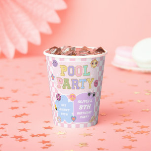 Gobelets En Papier Piscine Party Preppy Varsity Patch Anniversaire